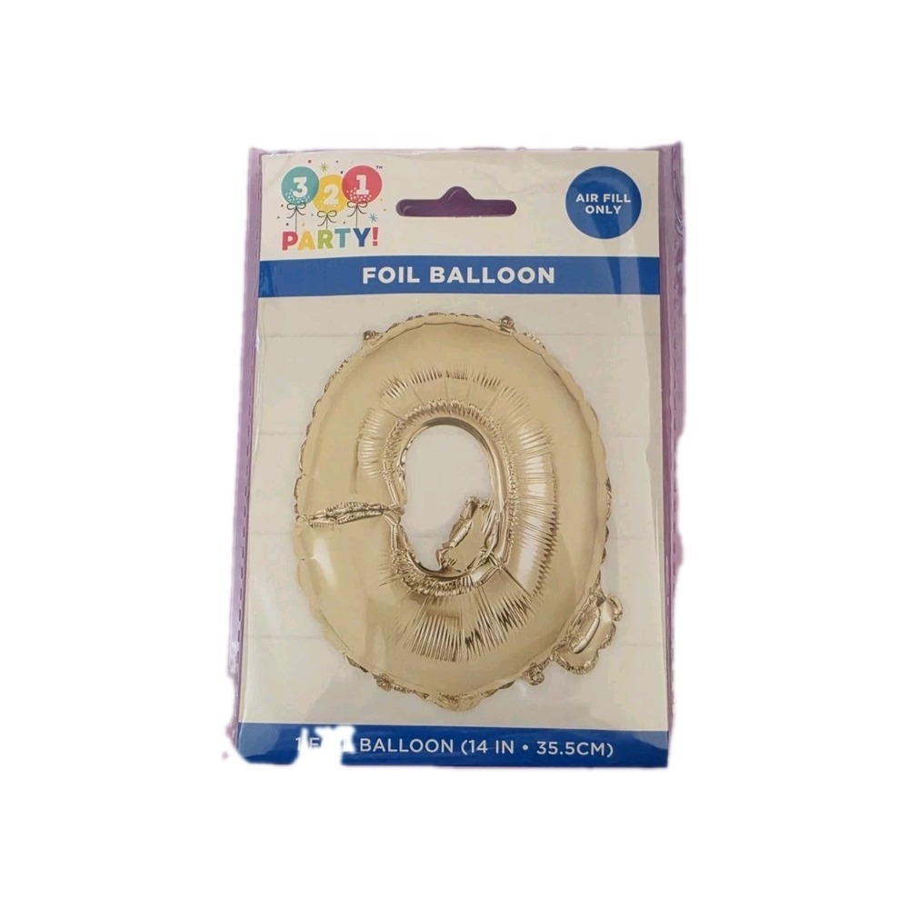 321 Party Foil Gold Balloon 14"  Q NEW NIP Air Fill Only #1287-1292